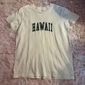 Brandy Melville Cream Tee with Green “Hawaii”